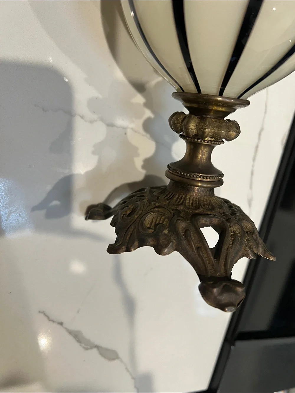 Mollie Woods Harlequin Blown Glass & Metal Candle Stick